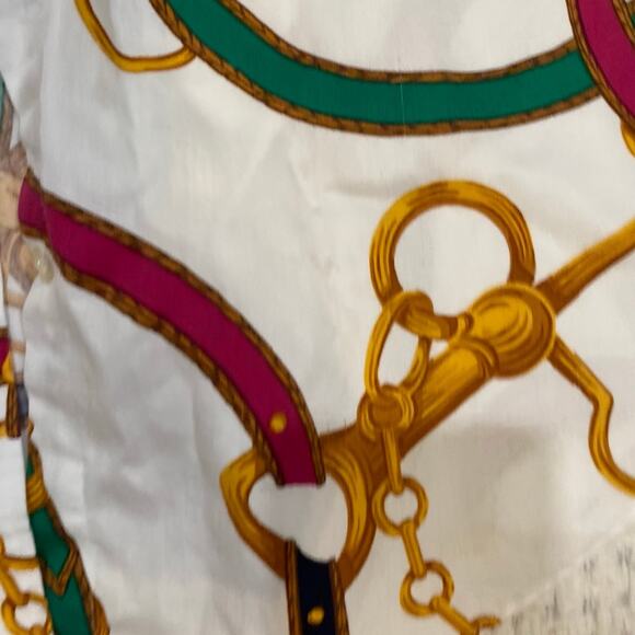 Lauren Ralph Lauren White Gold Chain Button Down Long Sleeve Top Size Large - Picture 7 of 10